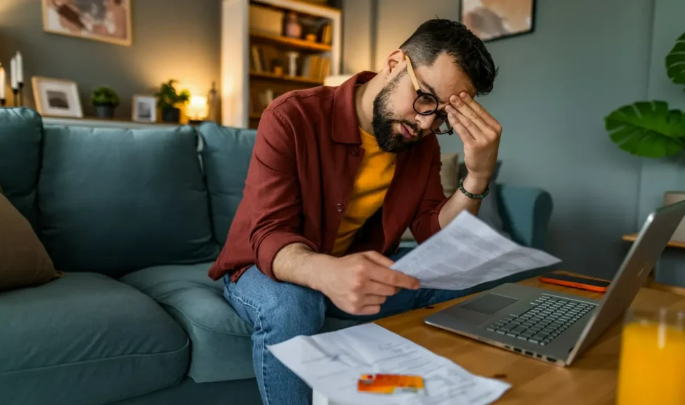 mężczyzna z problemami finansowymi